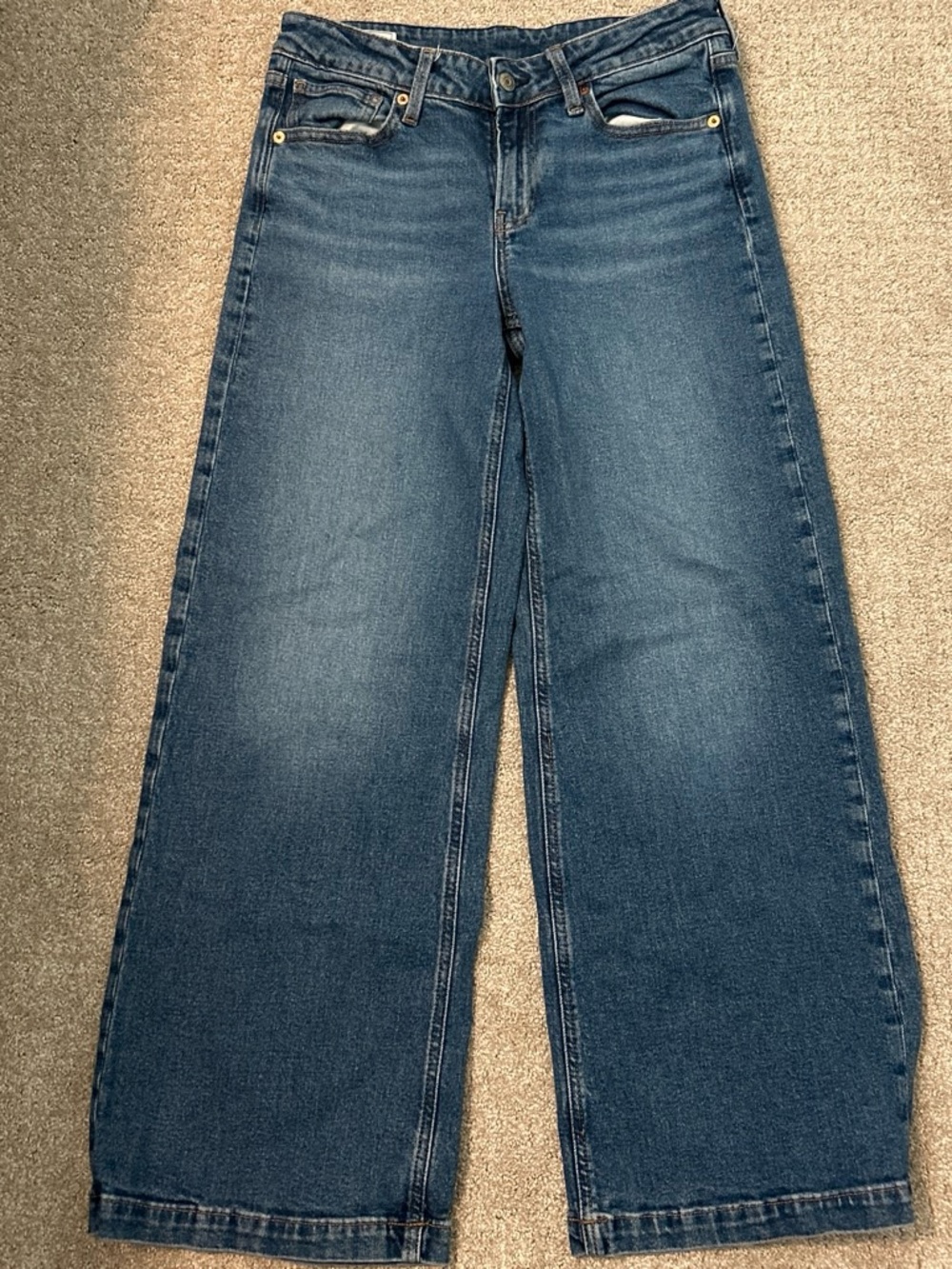 GAP Women's Wide-Leg Flare Jeans in Dark Blue